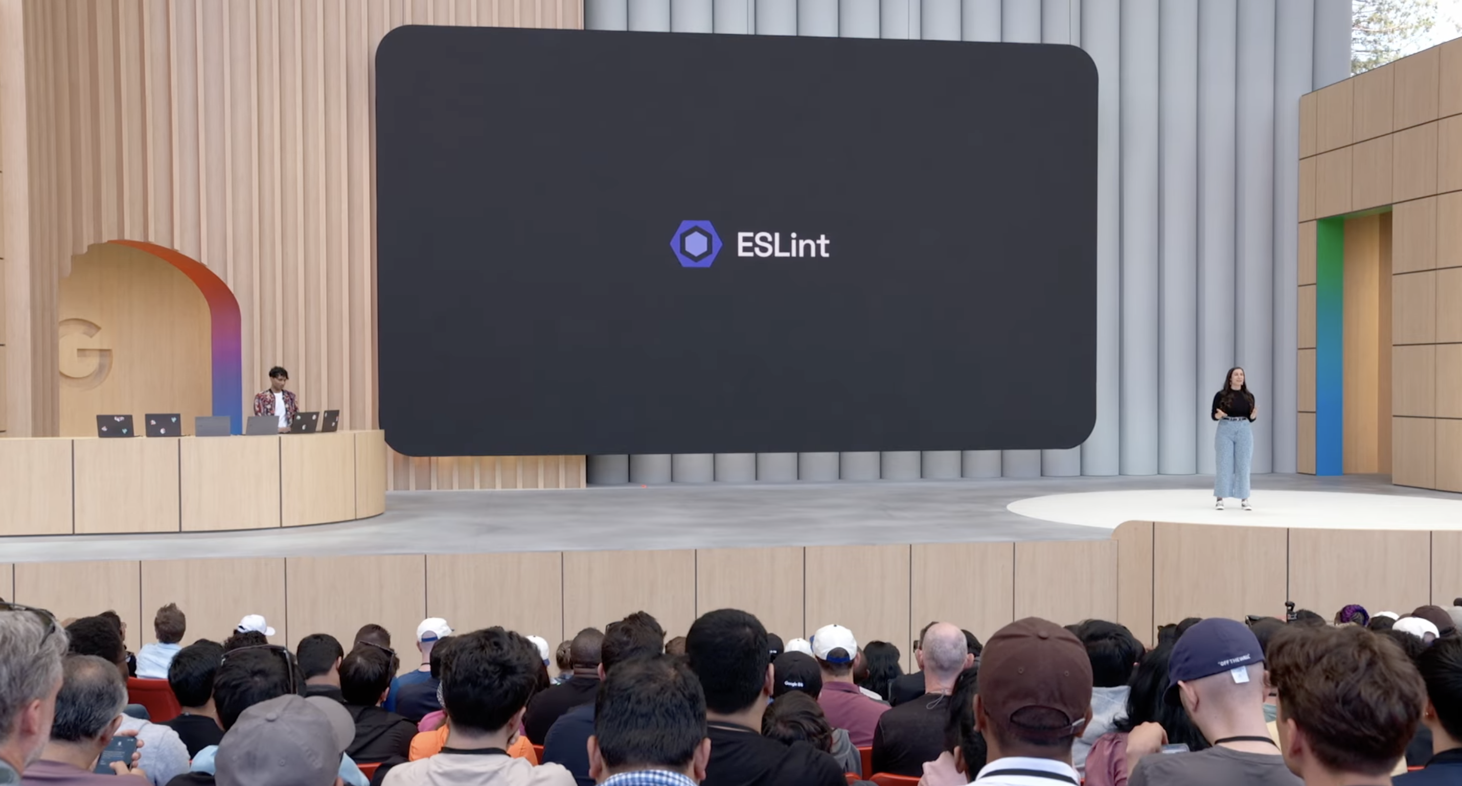 ESLint logo on the projector screen at Google I/O